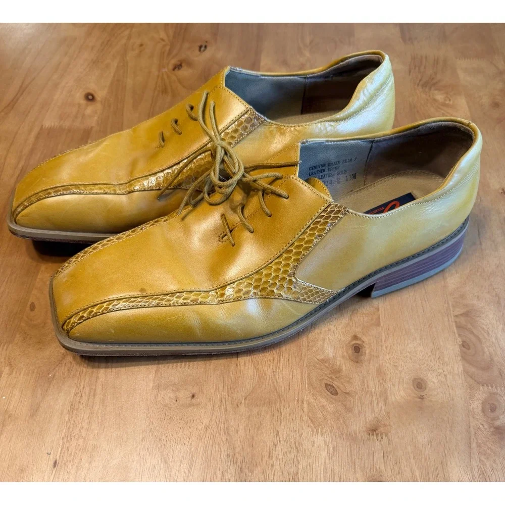 Giorgio Brutini Private Collection Mens Yellow Snakeskin Leather Shoes 13M‎